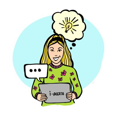 illustration of children talking to i-ACCESS chatbot